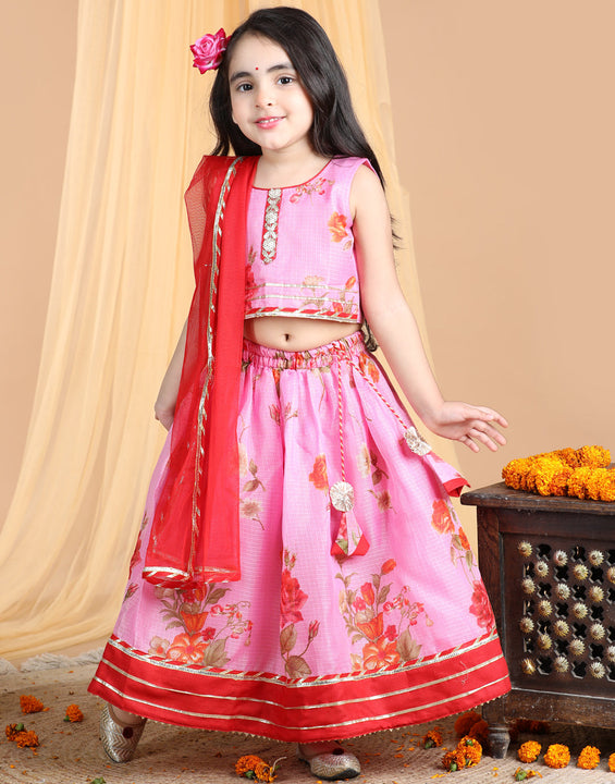 Floral Kota lehenga and top and dupatta