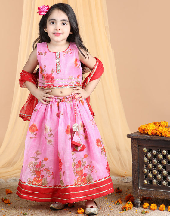 Floral Kota lehenga and top and dupatta