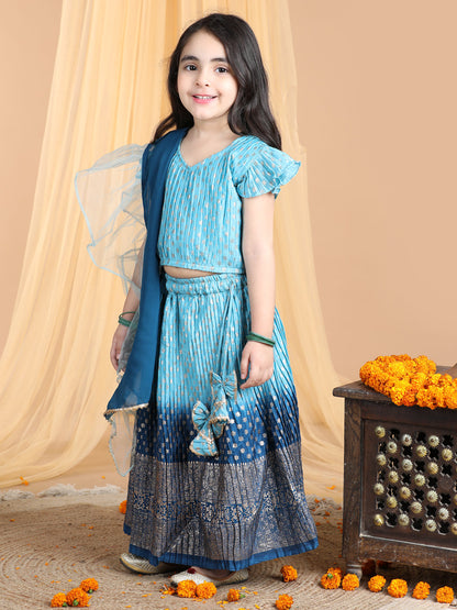 Cap Sleeves Embroidered Pleated Top And Lehenga