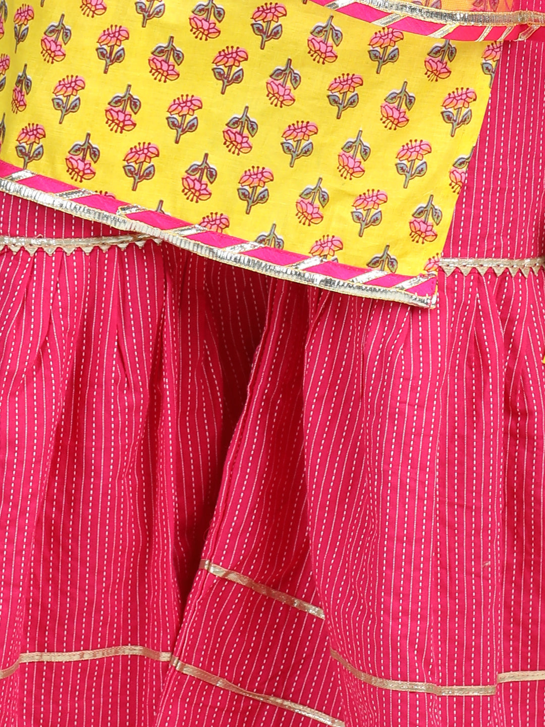 Yellow Printed kurti with Pink sharara with dupatta